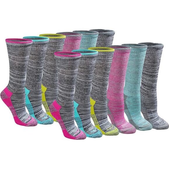 12 Pairs Women's Dri-tech Moisture Control Crew Socks